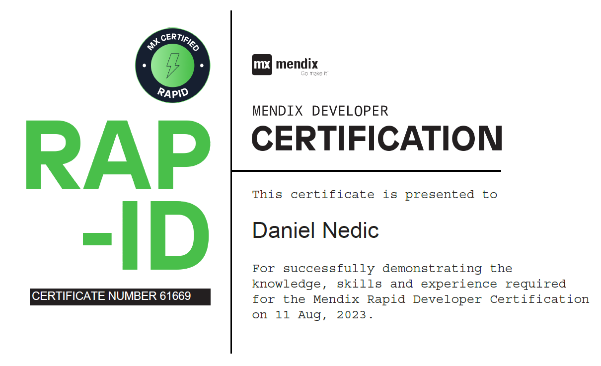 Mendix Rapid Application Developer